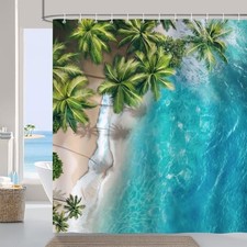 Beach Shower Curtain, Turquoise Ocean 72"W x 72"L Pack of 1 Tropical Beach