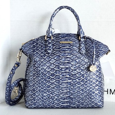  Brahmin Satchel Large Duxbury Demin Cruz Leather Bag New with Tag