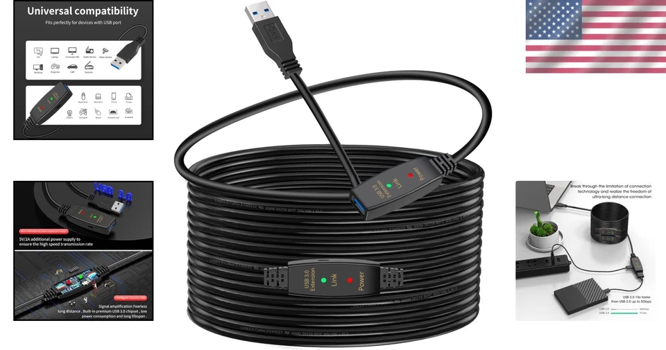 Long USB Extension Cable for Printer Scanner - 50ft - Image 2 of 4
