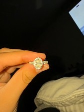 14K White Gold Diamond Engagement Ring Size 6 Oval Halo Diamond lab created