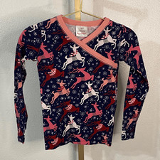 Hanna Andersson- Reindeer Christmas Print Long Sleeve pajamas Top- Size 8