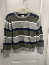 Gap Kids Boys Crew Neck Sweater XXL 14-16 Multicolor Stripe Knit Long Sleeve