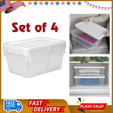 Sterilite 12 Qt Clear Storage Bin with White Snap-On Lid, Set of 4 Containers