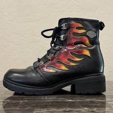 Harley Davidson Women  s Leather Flame Moto Boots