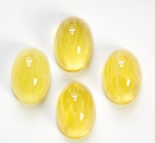 Vintage Yellow High Dome Glass Cabochons White Swirls 18x13mm cab578Y