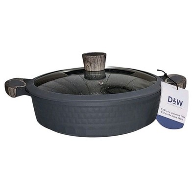 D&W Deane And White Cookware 11'' Low Casserole Pan & Lid Nonstick 4.2QT Charcoal