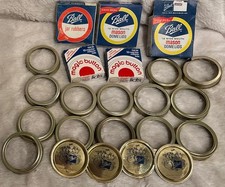 Vintage Lot Magic Button&Ball Mason Jar Dome Lids& Regular Lids Plus Screw Caps