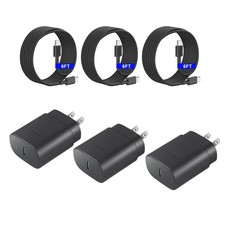 Fast Charger 3-Pack 25W Type C Charging Block with 6ft USB C Black 3
