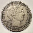 1907 Barber Half Dollar Liberty Head Silver Type Coin Better Grade Light Clean
