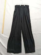 Black Wide-Leg Rayon Pants With Pleated Front Elastic Back Waist Size S