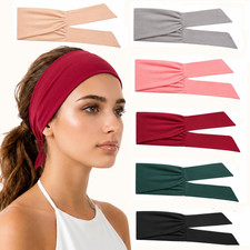 6 Pcs Tie Headband for Women, Adjustable Wide Bandana Headband Tie