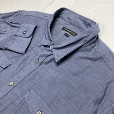 John Varvatos USA Shirt Mens Large Blue Chambray Long Sleeve Button Up Casual