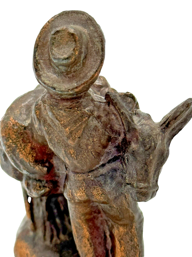 Figurine bronze prospecteur avec son âne et ses outils miniers d'or pics et pelles - Photo 7/9