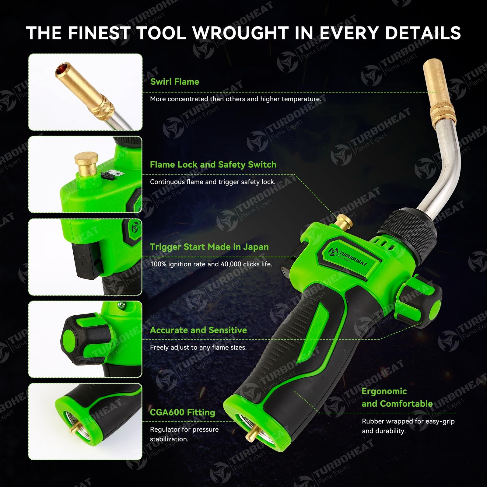 High-Intensity Turbo Torch Head with Auto-Igniter - for Propane/MAPP Gas (Cyl...