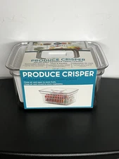 Produce Crisper Container 1.69 Qt — Removable Basket, Adjustable Air Vent, Clear