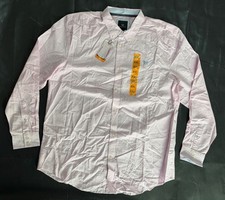 CREW CLOTHING Co. Men’s 100% Cotton Pink Stripe Long Sleeve Shirt wt Blue Logo