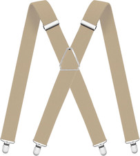Mens Suspenders Adjustable Braces with 4 Strong Metal Clips Elastic X Back Heavy