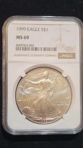 1999 American Silver Eagle.  1oz.        MS69 NGC