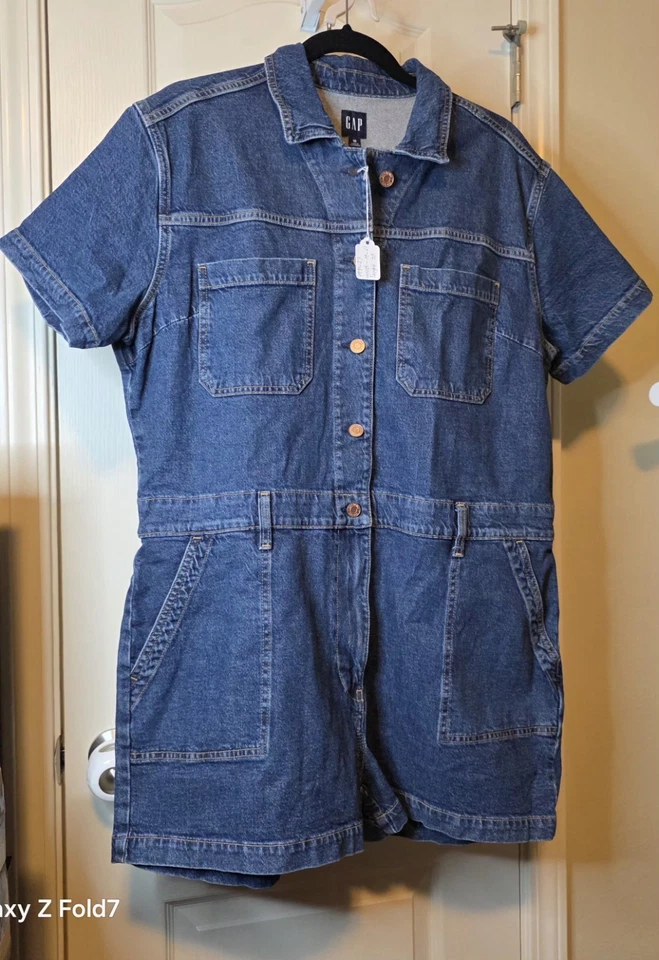 Mono vaquero de manga corta con bolsillos talla 16 Gap para mujer Foto 4 de 4