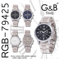 G&B Mens Analogue Quartz Watch Steel Bracelet...