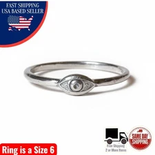 Sterling Silver 925 Classic Evil Eye Ring Band Sz 6