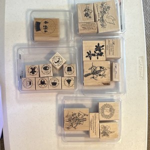 Stampin' Up! Wood Mounted Rubber Stamp Lot Christmas Bundle