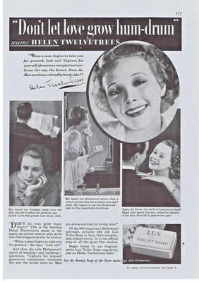  1933 Lux Soap Hollywood Actress Helen Twelvetrees Print Ad