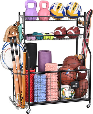 Rolling Sports Gear Organizer Cart for Indoor/Outdoor Use
