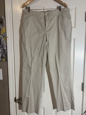 Tan/cream straight leg trousers with stretch, Size: 16 trousers chino