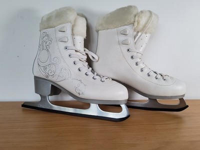 OXELO ICE SKATES with Faux FUR TOPS - UK Size 4 - EU Size 38 - Figure Skates