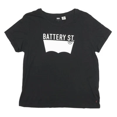 LEVI'S T-Shirt Col Ras Du Cou Noir Graphique Manche Courte Coton L - Photo 1/4