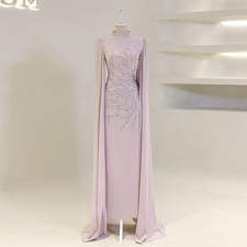 Stylish Cloak Mother of the Bride Dress Rhinestones High-Neck Groom Mother Dress