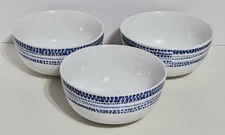 Tabletops Gallery AARON Porcelain 5 3/8" Soup Cereal Bowls Blue Dots - Set Of 3