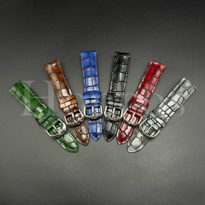 18 20 22 MM Alligator Genuine Leather Watch Band Crocodile Watch Strap 6 Colors