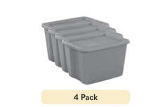 4 pack Large Storage Bin, 18 Gallon Plastic Storage Container with Snap-On Lid