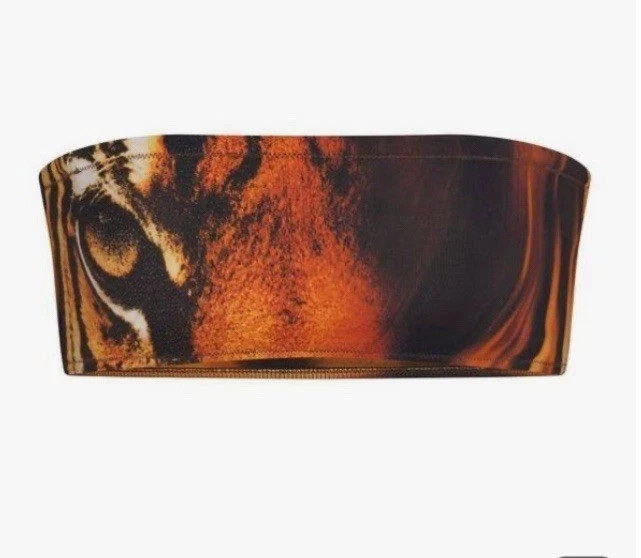 Large Cavalli X Skims Micro Bandeau TOP ONLY Tiger Face Print NWT