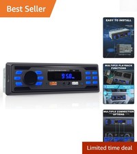 Single DIN Bluetooth Car Stereo, Handsfree Car Radio Receiver  Car Audio Sys...
