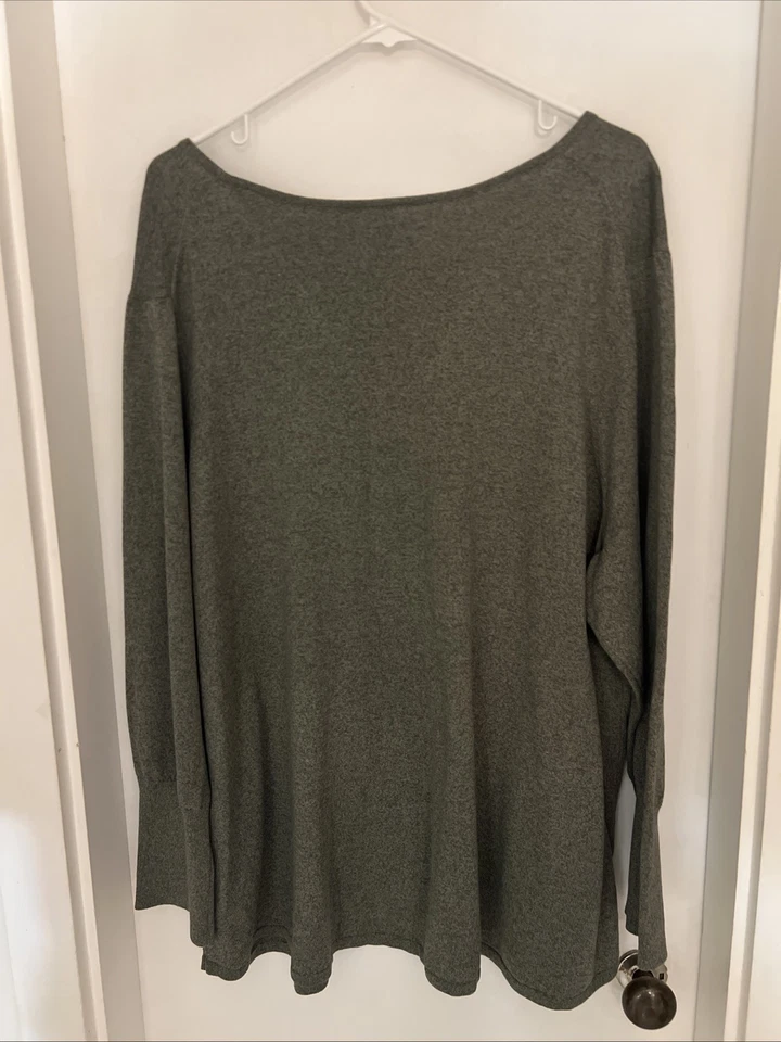 NWT Women’s Nic + Zoe Olive Green Cotton Blend Long Sleeve Sweater Size 3X - Image 3 of 4