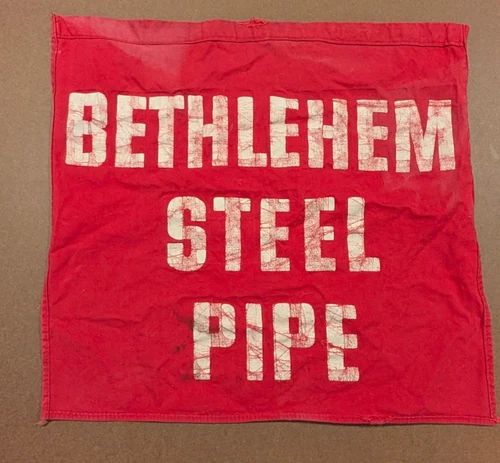 Bethlehem Steel Pipe red Flag - 2 Sided Canvas Cloth, 22x22 Inches, vintage