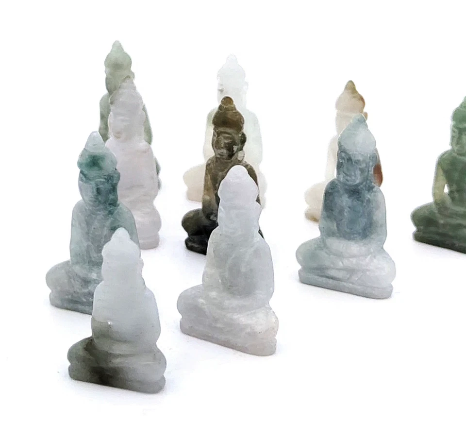 1 estatuilla de yoga tallada en miniatura de Buda de jade birmano genuino de 12 quilates Foto 4 de 4