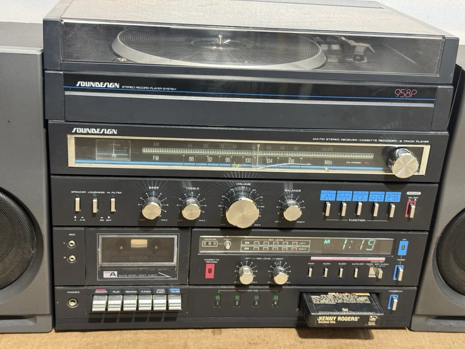 SOUNDESIGN 5958 Receptor Estéreo Cassette 8 Pistas Reproductores Tocadiscos Altavoces LEER Foto 3 de 4