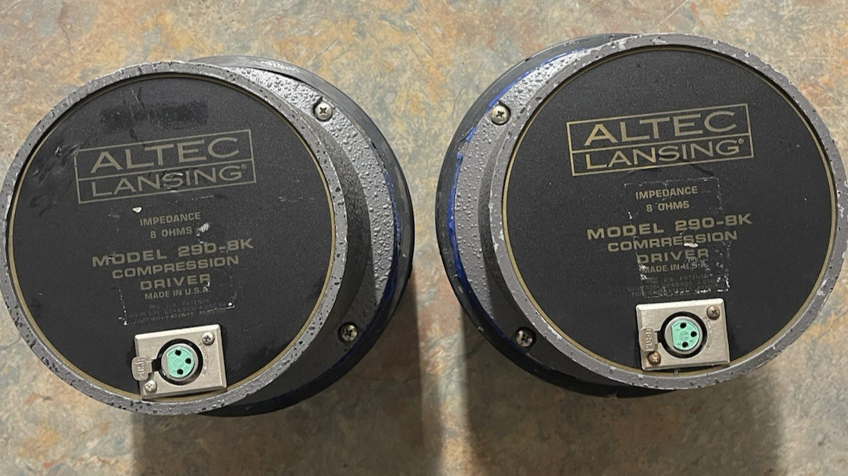 Pair Altec Lansing 290-8K Compression Drivers 8 Ohm Vintage Horn Drivers Tested