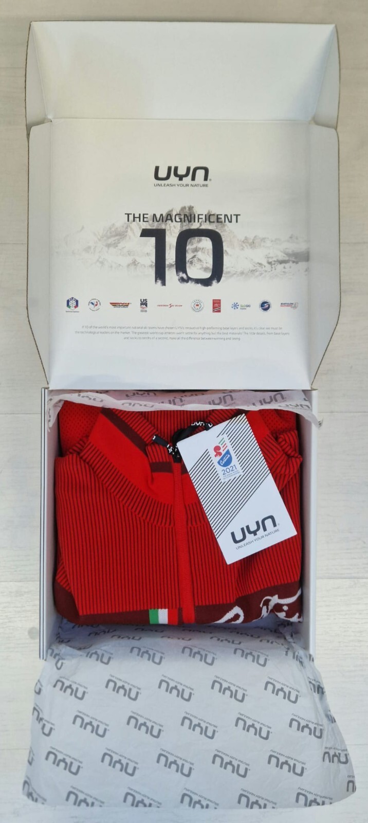 FW23 UYN SKI KNITTED SECOND LAYER FULL ZIP CORTINA 2021 MAGLIA MAGLIONE UOMO RED foto 4