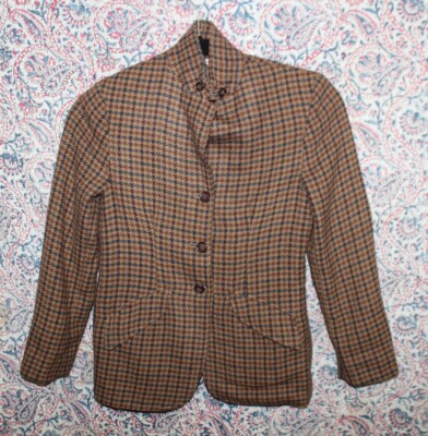 Girls Vintage Houndstooth Wool Coat 