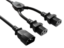 72inches (6ft) IEC320 C14 to Dual C13 Power Extension Cord Splitter, 16 AWG, ...