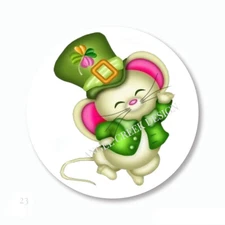 St Patrick's Day Shamrock Mouse Scrapbook Stickers Envelope Seals Labels