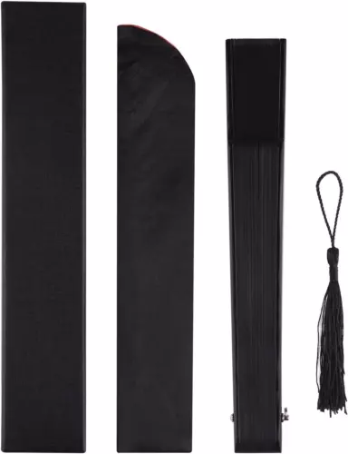 21cm Bamboo&Cloth Retro Folding Fan Black Japanese Vintage Hand Fan Handmade HOT - Picture 6 of 9
