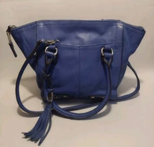 Tignanello Pebbled Leather Satchel Handbag / Shoulder Bag Blue Tignanello 