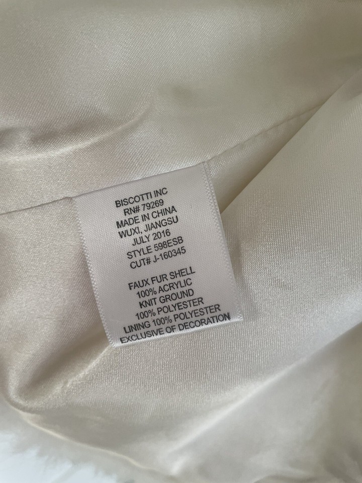 Toddler Girls White Fur Coat With Flowers Size 2t eBay