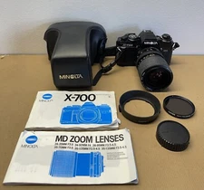 Minolta X-700 35mm SLR Film Camera 55mm 1:3.5 Lens 28-85mm W/ Case And Manual